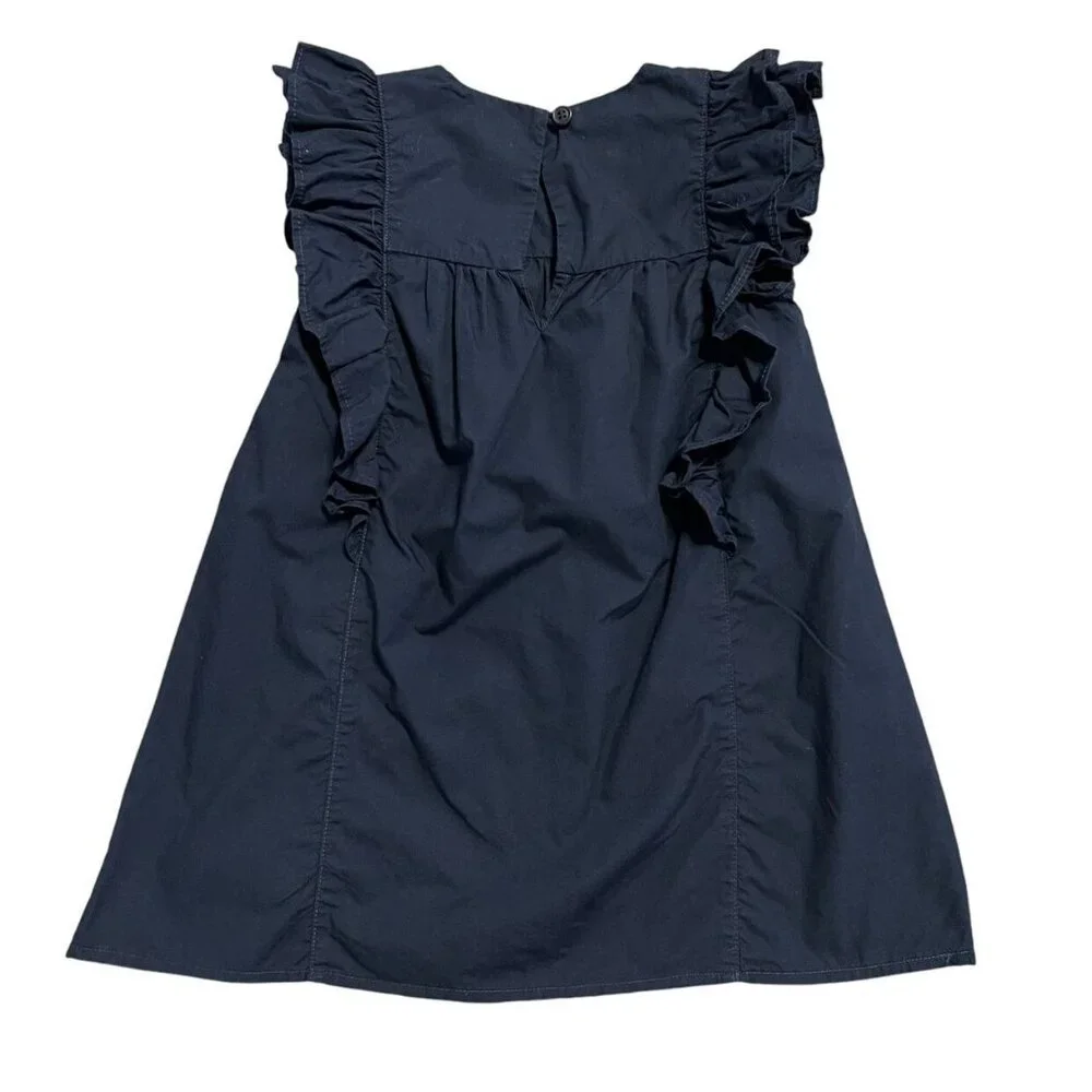 Crewcuts 3Y Navy Embroidered Ruffle Dress